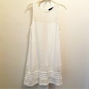 Sanctuary Phoebe Crinkled Crochet Mini White‎ Shift Dress Sleeveless